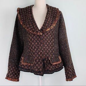 Aris. A Brown Textured Suit Jacket Sz M